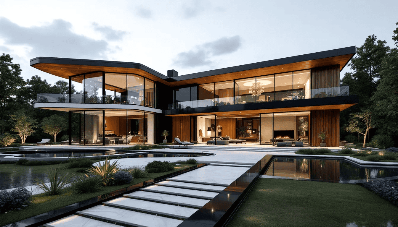A beautifully designed luxury house showcasing modern architectural details.