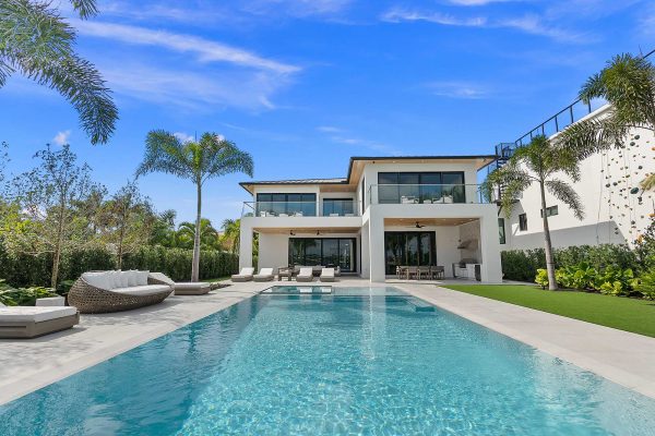 Luxury house with pool and palm trees