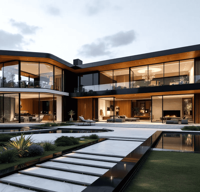A beautifully designed luxury house showcasing modern architectural details.