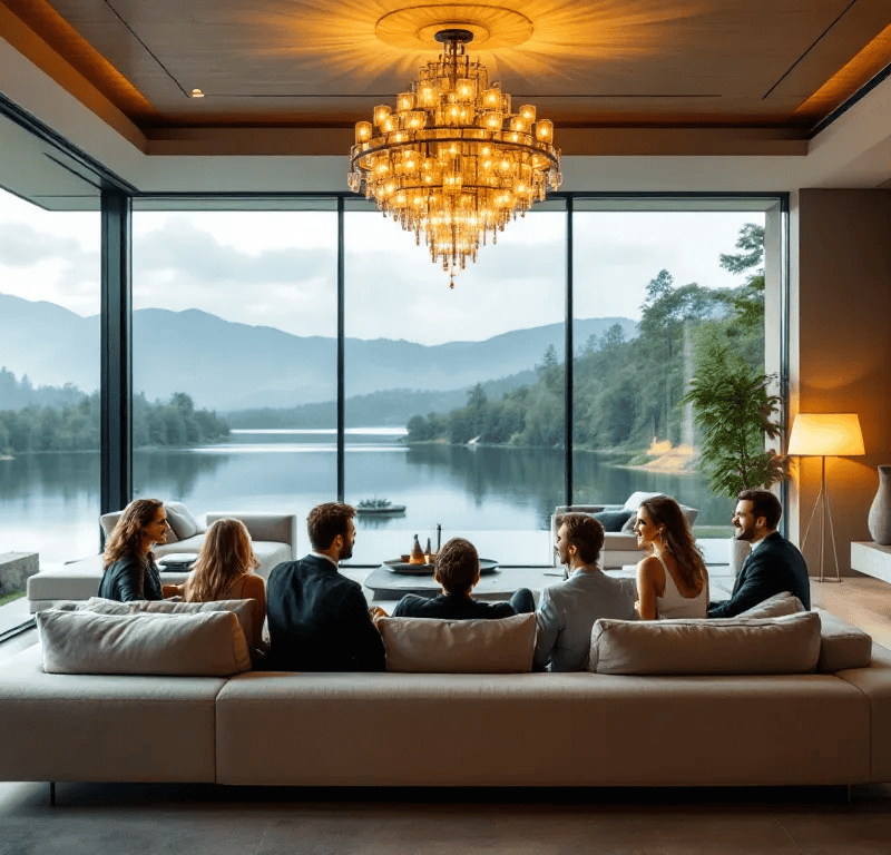 Happy clients sharing their testimonials about a luxury home.